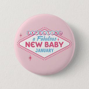 Las Vegas Expecting Custom Month 6 Cm Round Badge