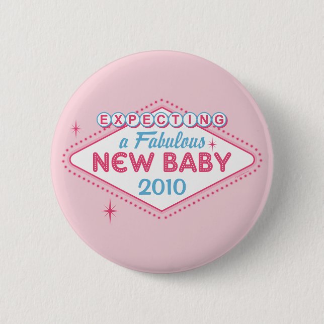 Las Vegas Expecting Custom Year 6 Cm Round Badge (Front)