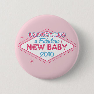 Las Vegas Expecting Custom Year 6 Cm Round Badge