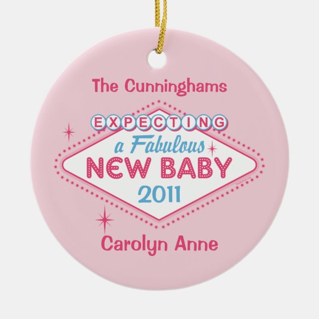 Las Vegas Expecting Personalised Ornament (Front)