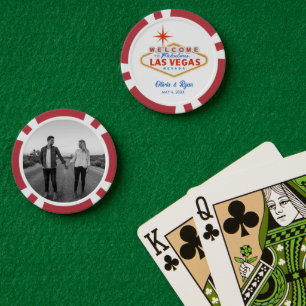 Las Vegas Favour Gift Welcome Sign Red Poker Chip