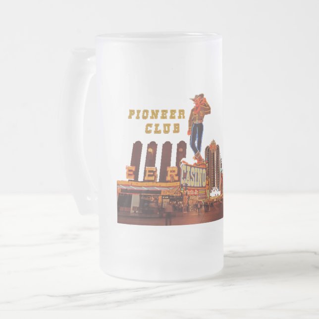 Las Vegas Frosted Glass Beer Mug (Front Left)