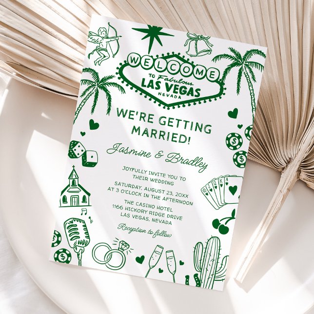 Las Vegas Fun Doodle Wedding Invitation (Creator Uploaded)