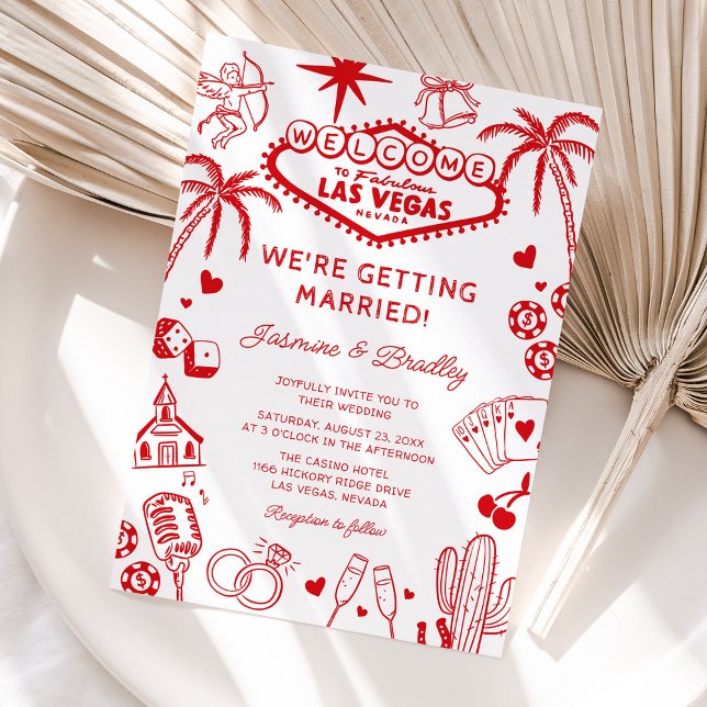 Las Vegas Fun Doodle Wedding Invitation (Creator Uploaded)