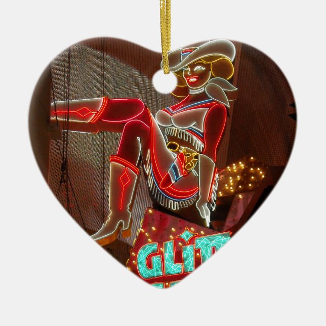 Las Vegas Glitter Gulch Ceramic Tree Decoration (Front)