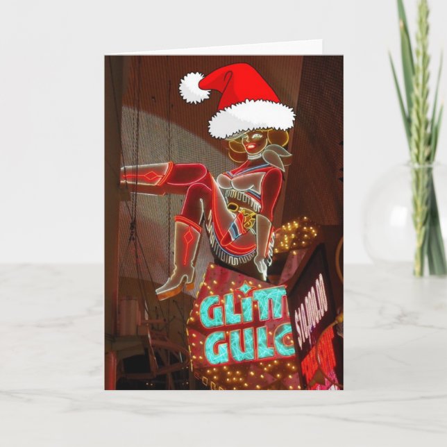 Las Vegas Glitter Gulch Christmas Holiday Card (Front)