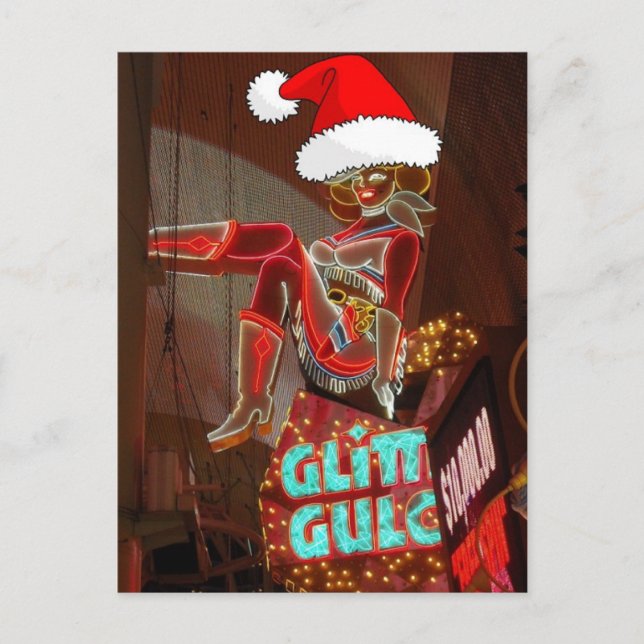Las Vegas Glitter Gulch Christmas Holiday Postcard (Front)