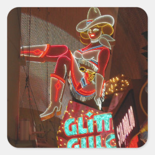 Las Vegas Glitter Gulch Square Sticker