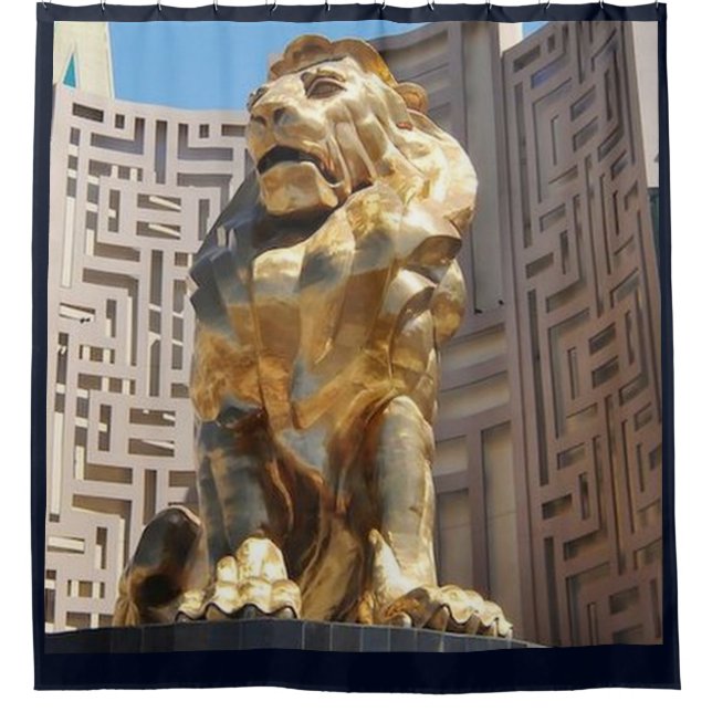LAS VEGAS GOLDEN LION STATUE SHOWER CURTAIN (Front)