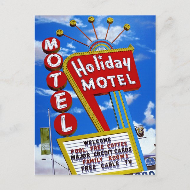 Las Vegas Holiday Motel Retro Neon Postcard (Front)