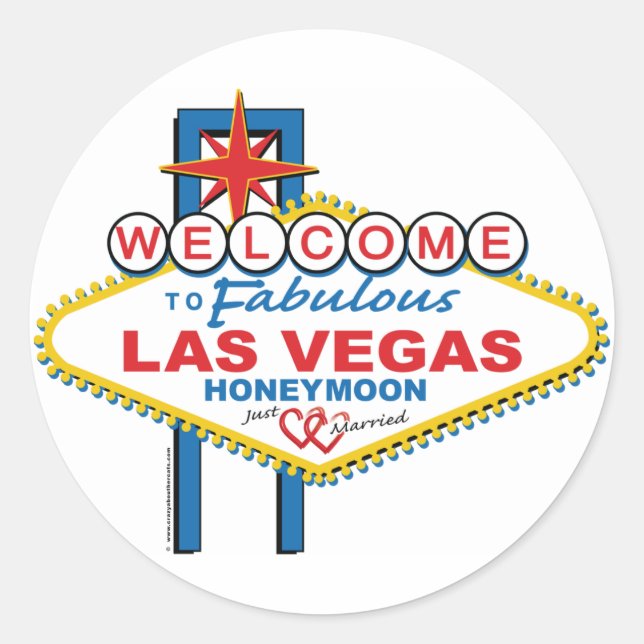 Las Vegas Honeymoon Classic Round Sticker (Front)