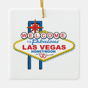 Las Vegas Honeymoon retro Ceramic Ornament