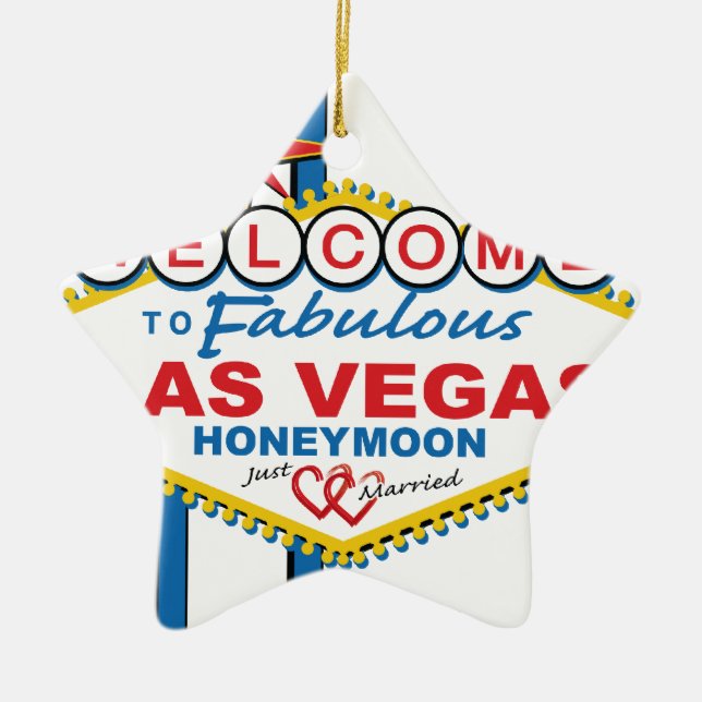 Las Vegas Honeymoon retro Ceramic Tree Decoration (Front)