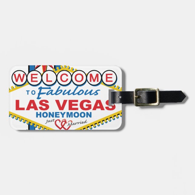 Las Vegas Honeymoon retro Luggage Tag (Front Horizontal)