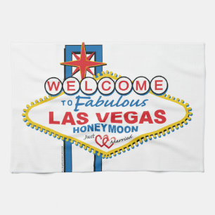 Las Vegas Honeymoon retro Tea Towel