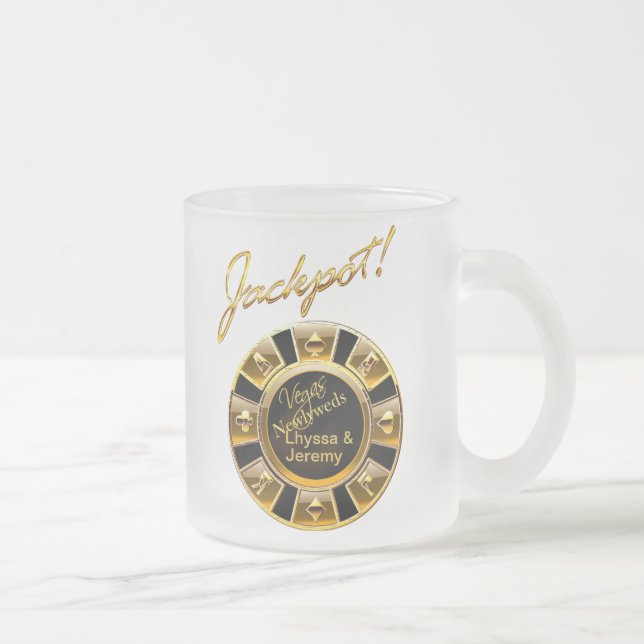 Las Vegas Jackpot Casino Chip Frosted Glass Coffee Mug (Right)