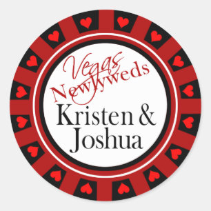 Las Vegas Kristen & Josh Casino Chip Envelope Classic Round Sticker