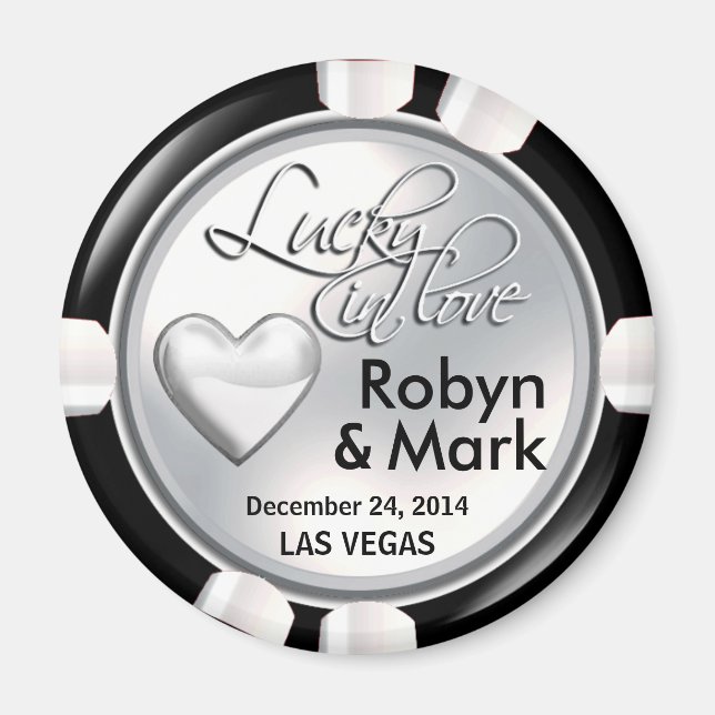 Las Vegas Lucky in Love Casino Chip white Magnet (Front)