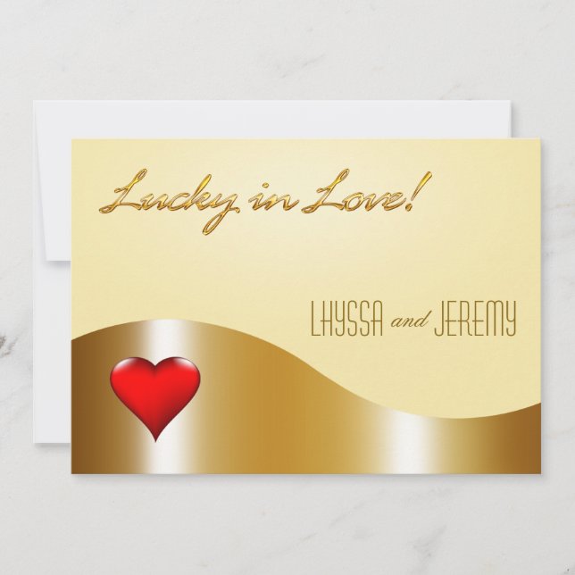 Las Vegas Lucky in Love Wedding gold/sand Invitation (Front)