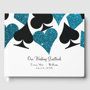 Las Vegas Malibu Blue Glitter Guestbook