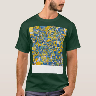 Las Vegas Map Pattern in Blue Gold T-Shirt