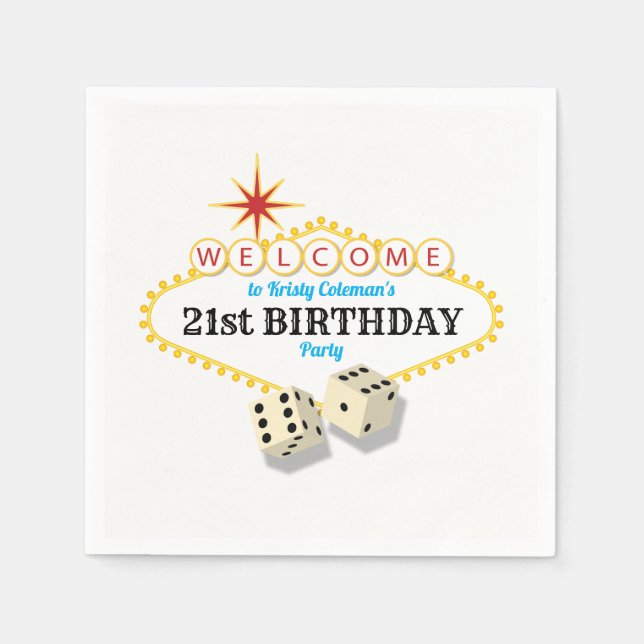 Las Vegas Marquee Birthday Party with Age Napkin (Front)