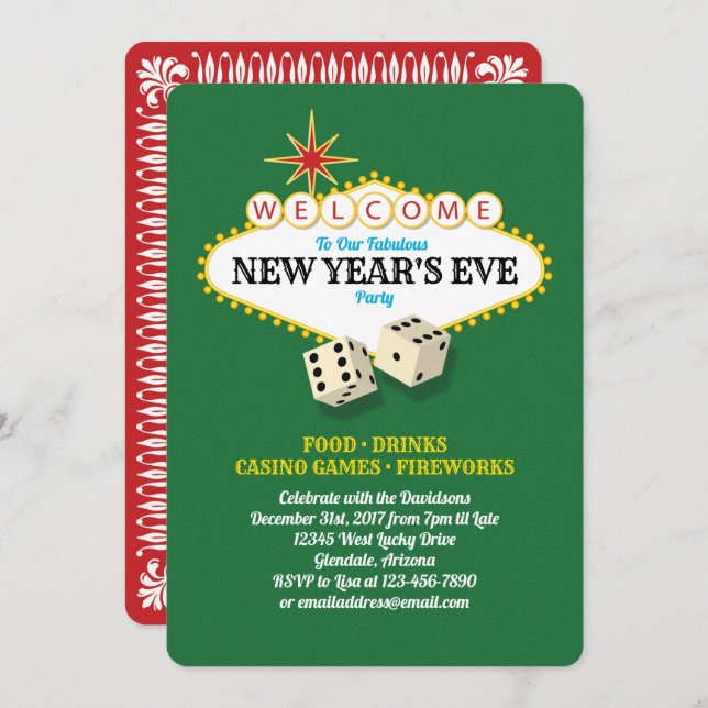 Las Vegas Marquee New Years Eve Party Invitation (Front/Back)