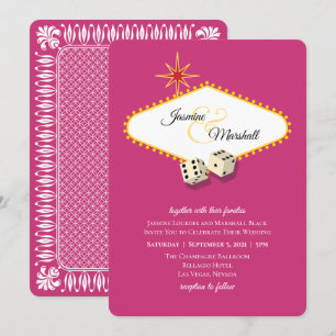 Las Vegas Marquee Wedding in Magenta 2 Invitation