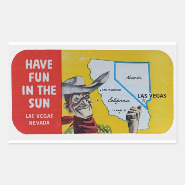 Las Vegas Navada Vintage Travel Design Rectangular Sticker (Front)