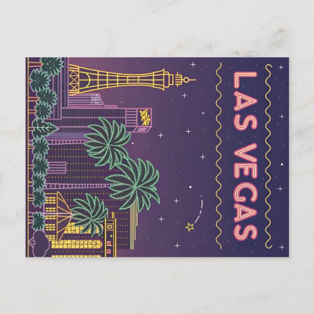 Las Vegas: Neon Cityscape at Night Postcard (Front)