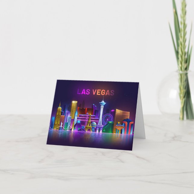 Las Vegas Neon Skyline Greeting Card (“Bright lights, big city — welcome to Las Vegas!”)