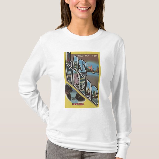 Las Vegas, Nevada - Large Letter Scenes T-Shirt (Front)