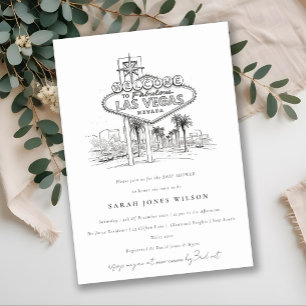 Las Vegas Nevada Sketch Landscape Baby Shower Invitation