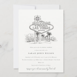 Las Vegas Nevada Sketch Landscape Bridal Shower Invitation