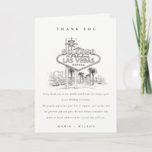 Las Vegas Nevada Sketch Landscape Wedding Thank You Card