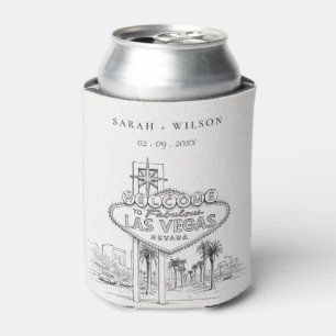 Las Vegas Nevada Sketchy Landscape Wedding Can Cooler