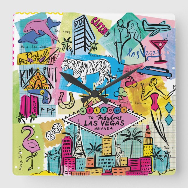 Las Vegas, Nevada Square Wall Clock (Front)