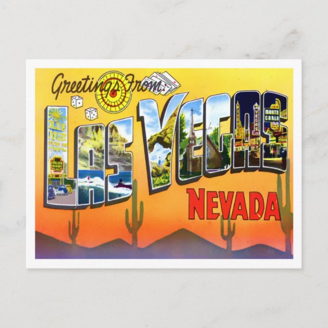 Las Vegas, Nevada Vintage Big Letters Postcard (Front)