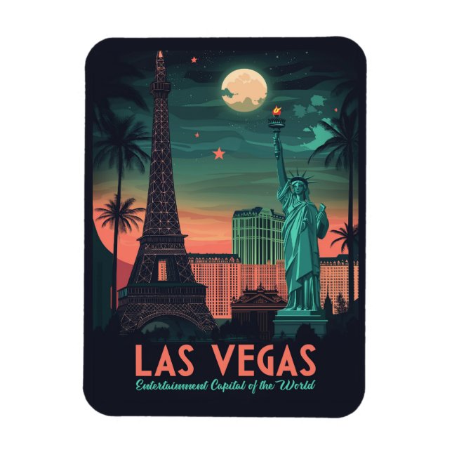 Las Vegas Nevada - Vintage Cityscape Magnet (Vertical)