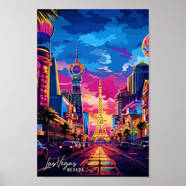Las Vegas Nevada vintage travel illustration Poster (Front)