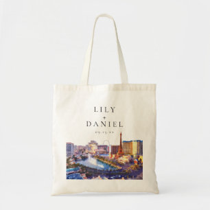 Las Vegas Nevada Watercolor Destination Wedding Tote Bag
