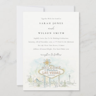 Las Vegas Nevada Watercolor Landscape Wedding Invitation