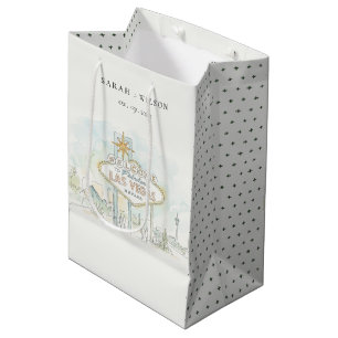 Las Vegas Nevada Watercolor Landscape Wedding Medium Gift Bag