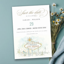 Las Vegas Nevada Watercolor Landscape Wedding
