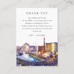 Las Vegas Nevada Watercolor Wedding Thank You Place Card