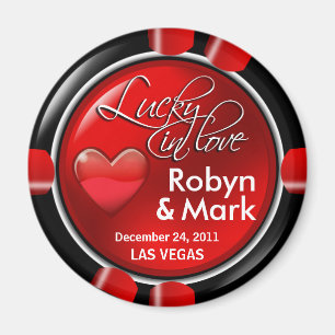 Las Vegas Newlyweds Casino Chip Magnet Favour