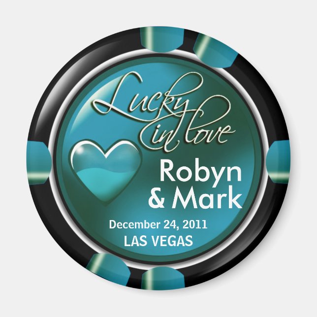 Las Vegas Newlyweds Casino Chip Magnet Favour (Front)