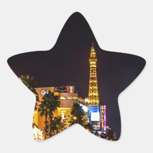 Las Vegas Night Lights Strip Eiffel Tower Casino Star Sticker