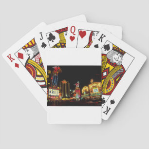Las Vegas Night Time Neon Lights Casinos Sign Playing Cards