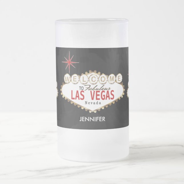 Las Vegas - Personalised Frosted Glass Beer Mug (Center)